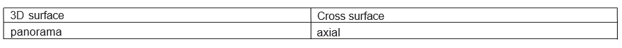 Segments: 3D surface, panorama, Cross surface, axial